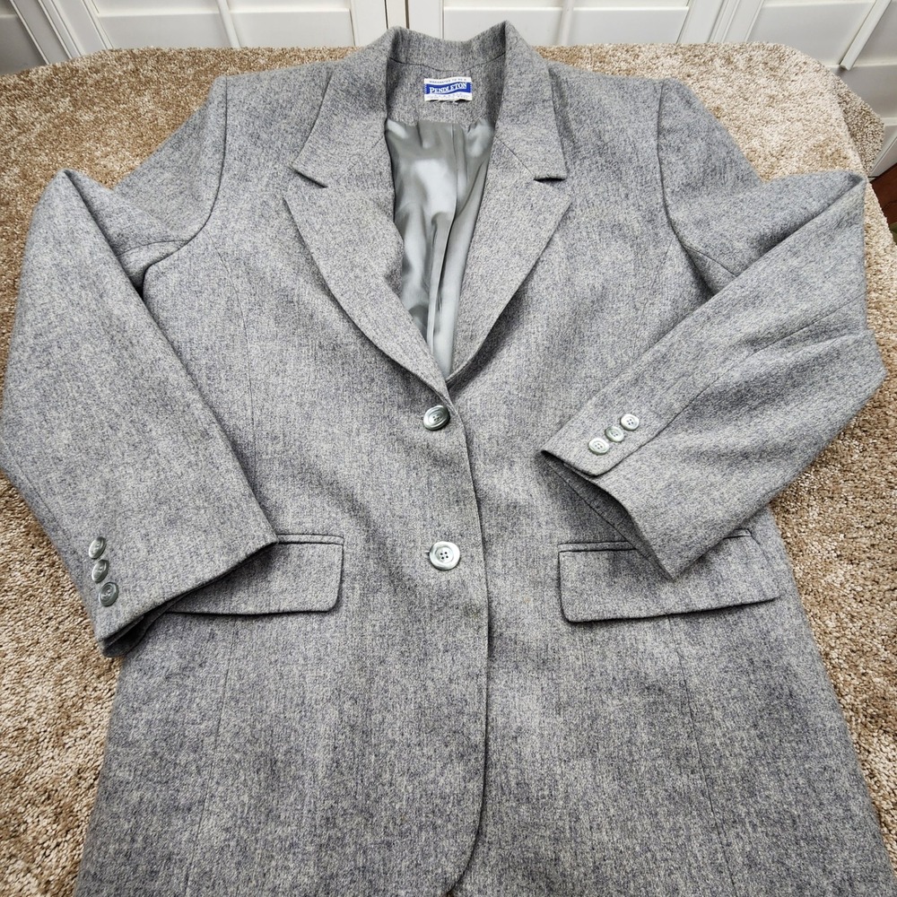 Pendleton Classic Blazer Gray Wool Blend Long Sleeve Career Business Coat
